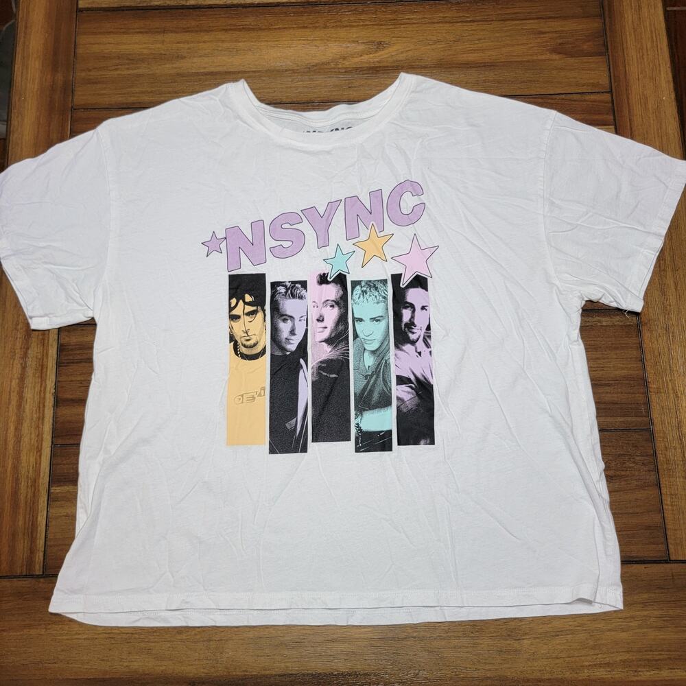 Nsync White Unisex Tee Classic Group Pic - Size XL
